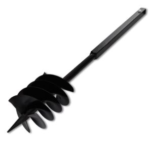 Aplusliving-Ground Drill with Handle Auger Bit 180mm 3 Spirals Steel Black