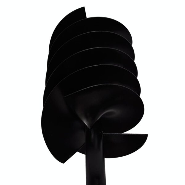Aplusliving-Ground Drill with Handle Auger Bit 180mm 3 Spirals Steel Black