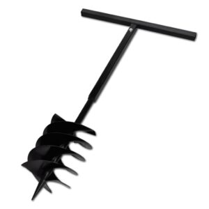 Aplusliving-Ground Drill with Handle Auger Bit 200 mm Three Spirals Steel Black