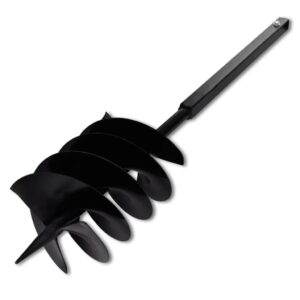 Aplusliving-Ground Drill with Handle Auger Bit 200 mm Three Spirals Steel Black