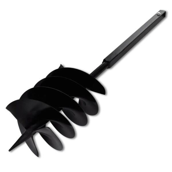 Aplusliving-Ground Drill with Handle Auger Bit 200 mm Three Spirals Steel Black