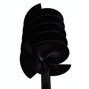 Aplusliving-Ground Drill with Handle Auger Bit 200 mm Three Spirals Steel Black