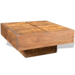 Aplusliving-Coffee Table Brown Square Solid Mango Wood