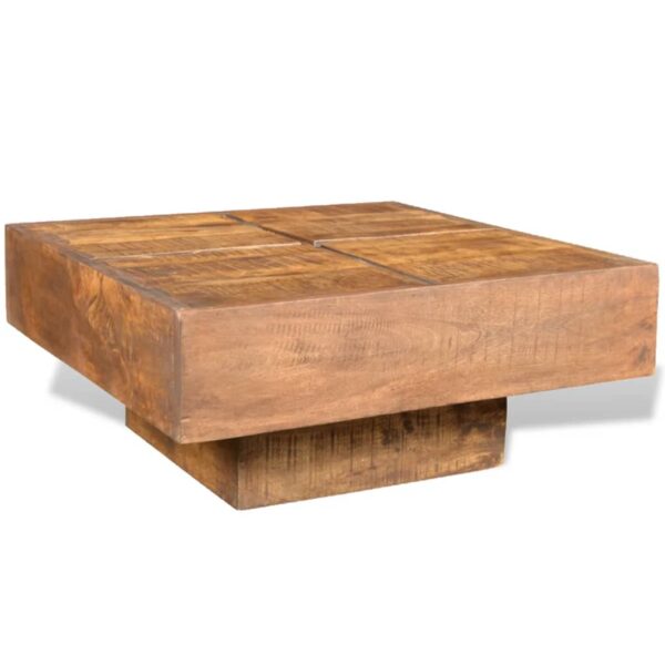 Aplusliving-Coffee Table Brown Square Solid Mango Wood