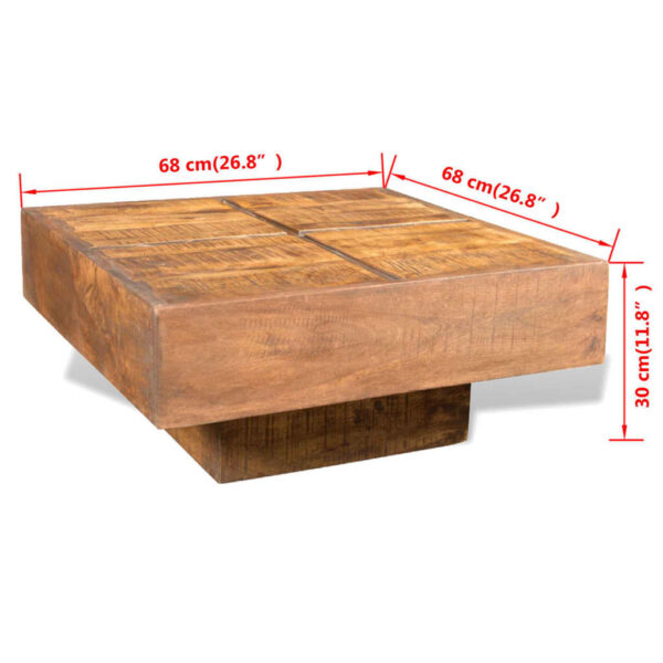 Aplusliving-Coffee Table Brown Square Solid Mango Wood