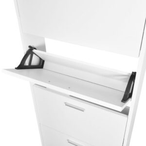 Aplusliving-White Wooden Shoe Cabinet with 5 Compartments