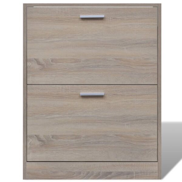 Aplusliving-Oak Look Wooden Shoe Cabinet with 2 Compartments