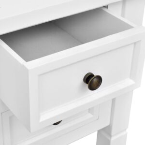 Aplusliving-White Writing Desk with 5 Drawers