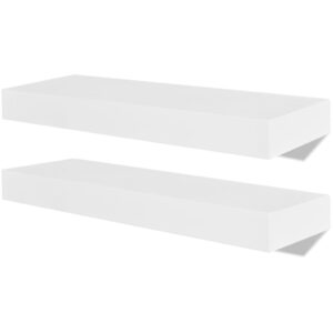 Aplusliving-2 White MDF Floating Wall Display Shelves Book/DVD Storage