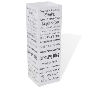 Aplusliving-White Square Umbrella Stand Storage Holder Walking Stick Steel 48.5 cm