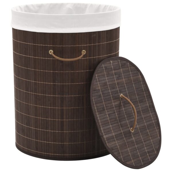 Aplusliving-Bamboo Laundry Bin Oval Dark Brown