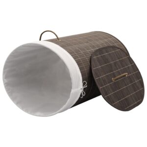 Aplusliving-Bamboo Laundry Bin Oval Dark Brown