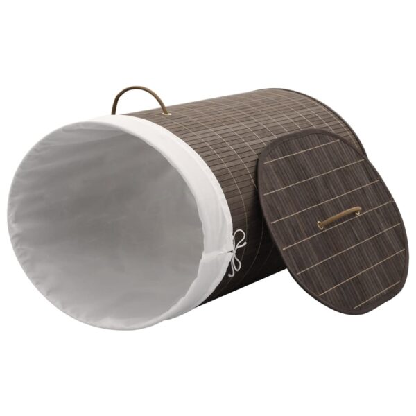 Aplusliving-Bamboo Laundry Bin Oval Dark Brown