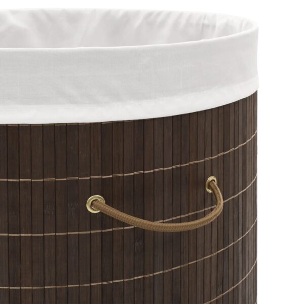 Aplusliving-Bamboo Laundry Bin Oval Dark Brown
