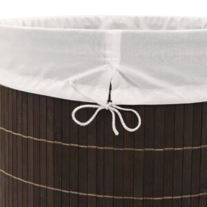 Aplusliving-Bamboo Laundry Bin Oval Dark Brown