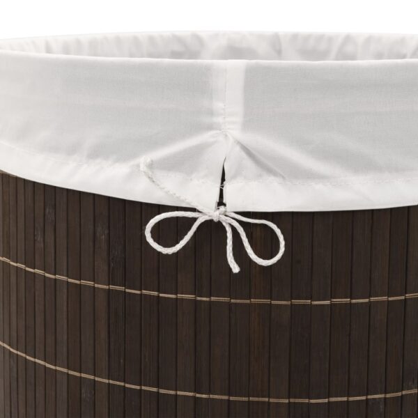 Aplusliving-Bamboo Laundry Bin Oval Dark Brown