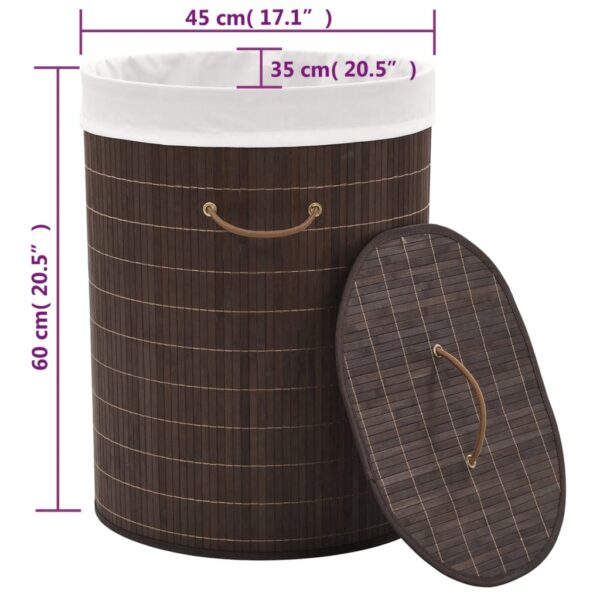 Aplusliving-Bamboo Laundry Bin Oval Dark Brown