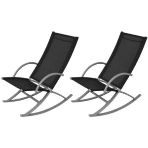 Aplusliving-Garden Rocking Chairs 2 pcs Steel and Textilene Black