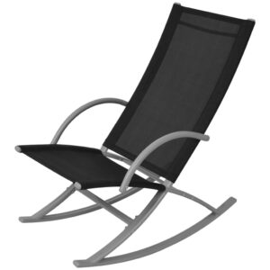 Aplusliving-Garden Rocking Chairs 2 pcs Steel and Textilene Black
