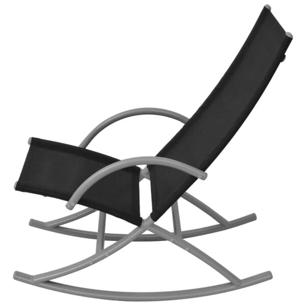 Aplusliving-Garden Rocking Chairs 2 pcs Steel and Textilene Black