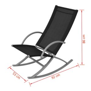 Aplusliving-Garden Rocking Chairs 2 pcs Steel and Textilene Black