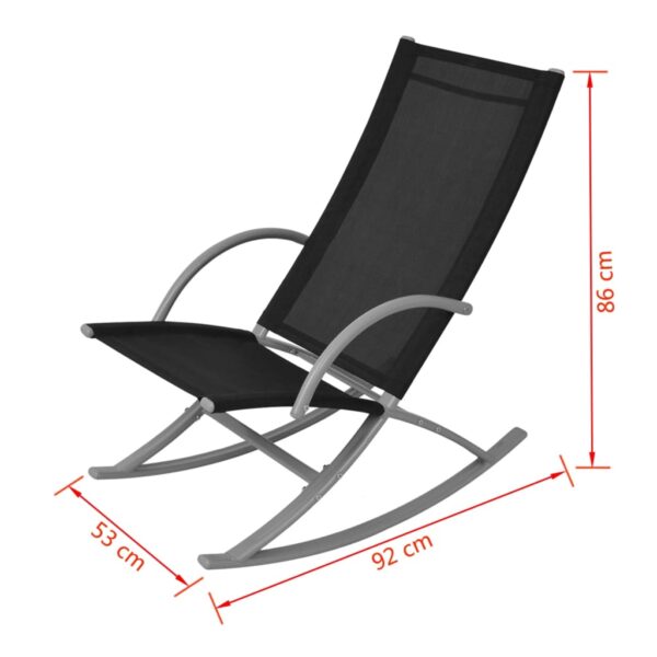 Aplusliving-Garden Rocking Chairs 2 pcs Steel and Textilene Black