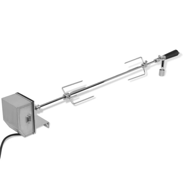 Aplusliving-BBQ Rotisserie Spit with Professional Motor Steel 900 mm