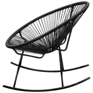 Aplusliving-Outdoor Rocking Chair Black Poly Rattan