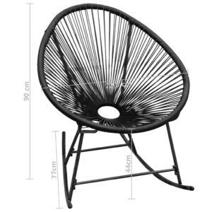 Aplusliving-Outdoor Rocking Chair Black Poly Rattan