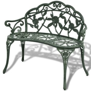 Aplusliving-Garden Bench 100 cm Cast Aluminium Green