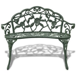 Aplusliving-Garden Bench 100 cm Cast Aluminium Green