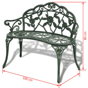 Aplusliving-Garden Bench 100 cm Cast Aluminium Green