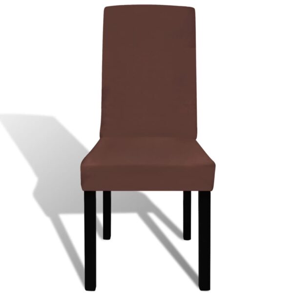 Aplusliving-Straight Stretchable Chair Cover 6 pcs Brown