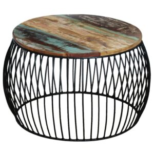 Aplusliving-Coffee Table Round Solid Reclaimed Wood 68x37 cm