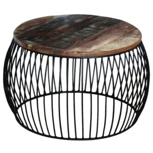 Aplusliving-Coffee Table Round Solid Reclaimed Wood 68x37 cm