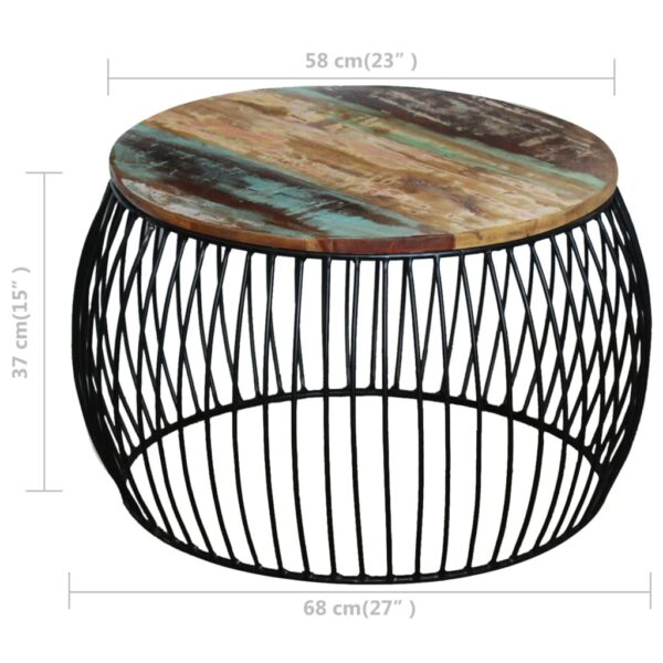 Aplusliving-Coffee Table Round Solid Reclaimed Wood 68x37 cm