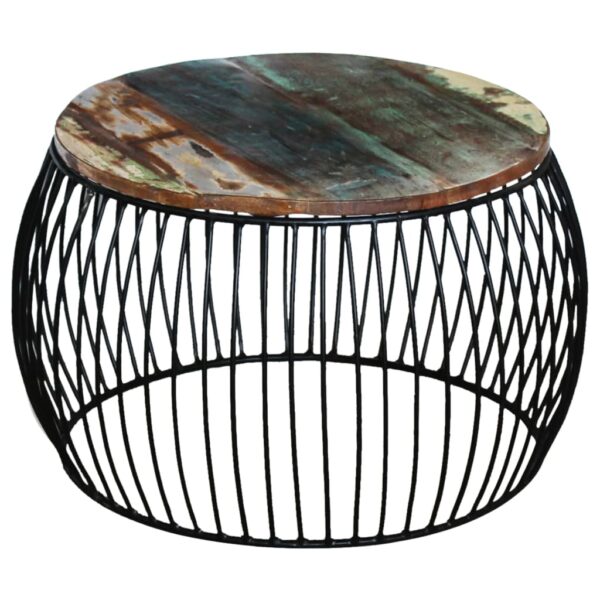 Aplusliving-Coffee Table Round Solid Reclaimed Wood 68x37 cm
