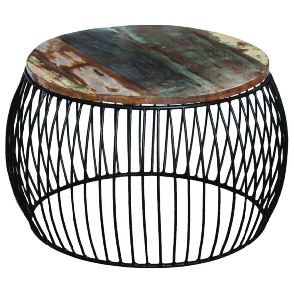 Aplusliving-Coffee Table Round Solid Reclaimed Wood 68x37 cm