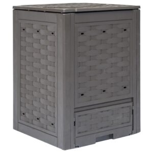 Aplusliving-Garden Composter Brown 60x60x83 cm 300 L Plastic Rattan
