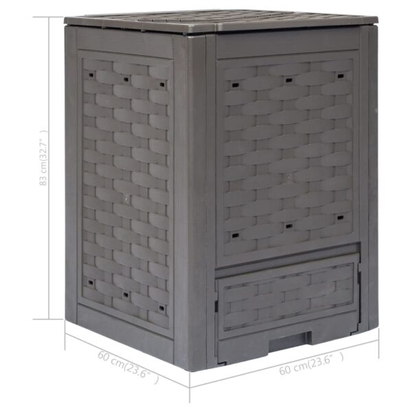 Aplusliving-Garden Composter Brown 60x60x83 cm 300 L Plastic Rattan