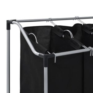 Aplusliving-Laundry Sorter with 3 Bags Black Steel