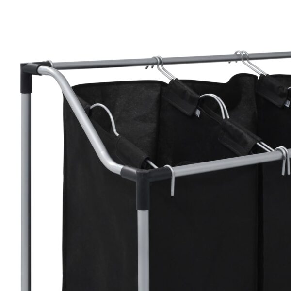 Aplusliving-Laundry Sorter with 3 Bags Black Steel