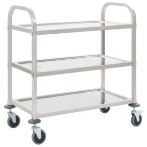 Aplusliving-3-Tier Kitchen Trolley 95x45x83.5 cm Stainless Steel