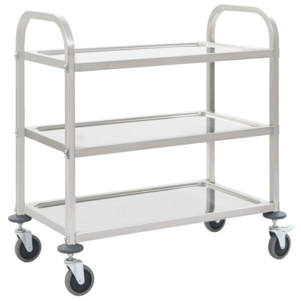 Aplusliving-3-Tier Kitchen Trolley 95x45x83.5 cm Stainless Steel