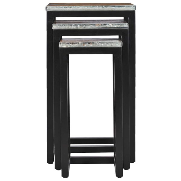 Aplusliving-Nesting Tables 3 pcs Solid Teak Wood and Polyresin