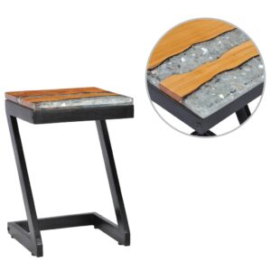Aplusliving-Coffee Table 30x30x50 cm Solid Teak Wood and Polyresin