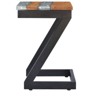 Aplusliving-Coffee Table 30x30x50 cm Solid Teak Wood and Polyresin