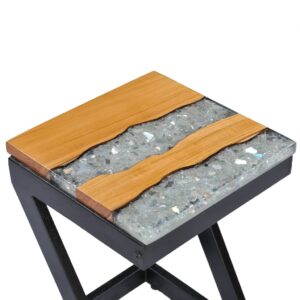 Aplusliving-Coffee Table 30x30x50 cm Solid Teak Wood and Polyresin