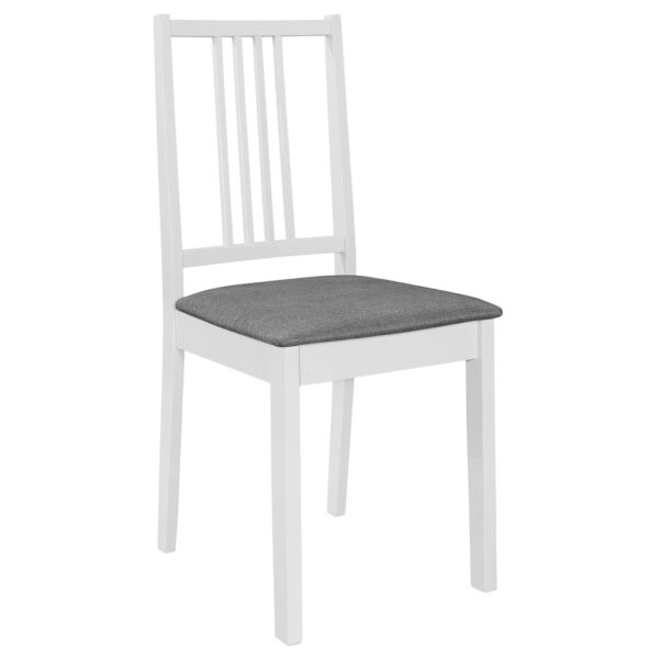Aplusliving-Dining Chairs with Cushions 6 pcs White Solid Wood