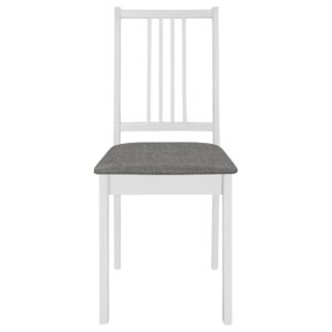 Aplusliving-Dining Chairs with Cushions 6 pcs White Solid Wood